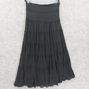 Marshall Field Skirt Womens 12 Black Silk Lined Pleated Boho Maxi Formal Dressy